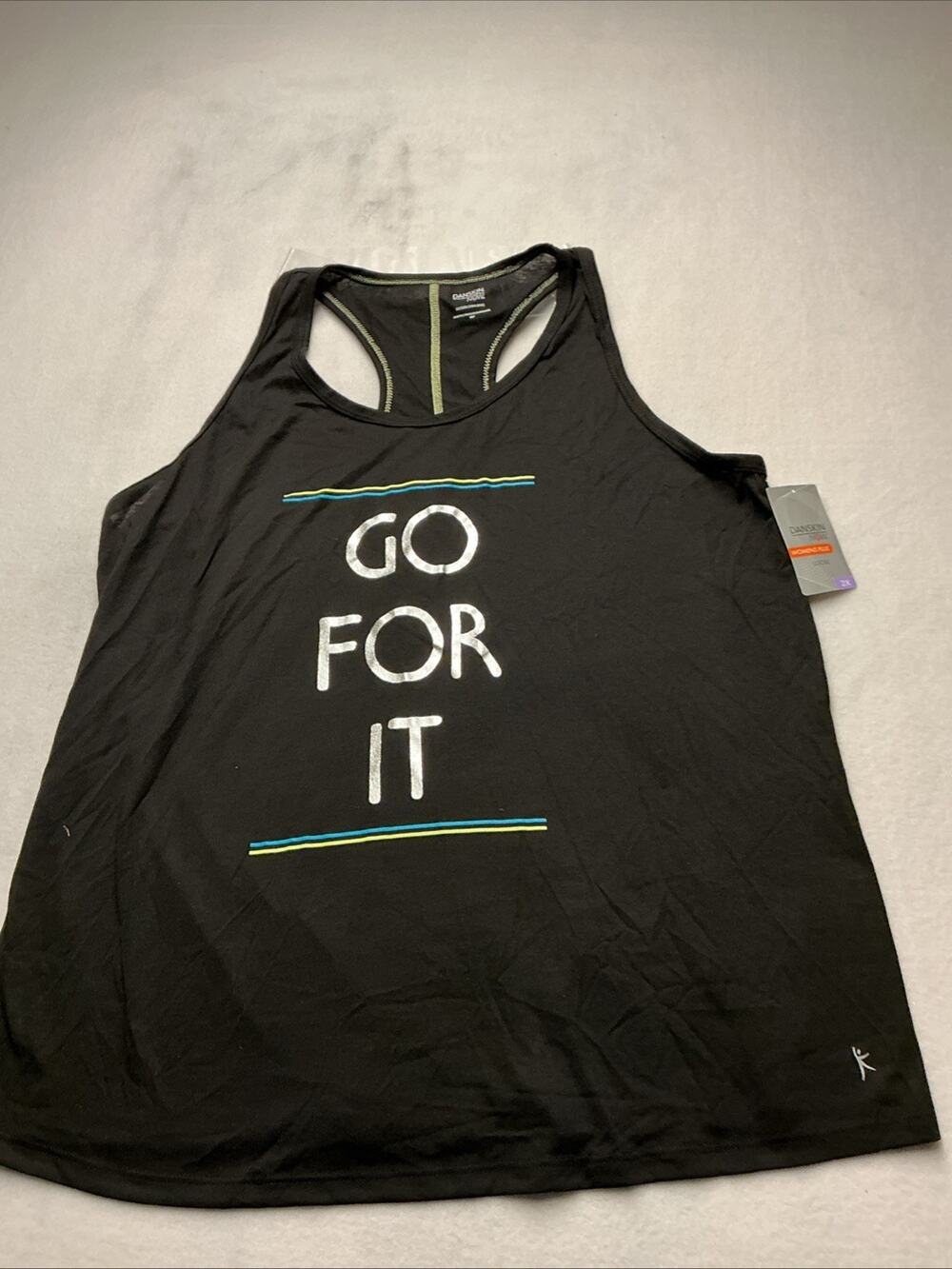 Danskin Now Tank Top Women Black Athletic Activewear Dri-More 2X 18W/20W. 3808